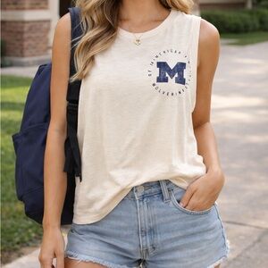 Women’s Rivalry Threads Cream University of Michigan Muscle Tee Tank Wolverines